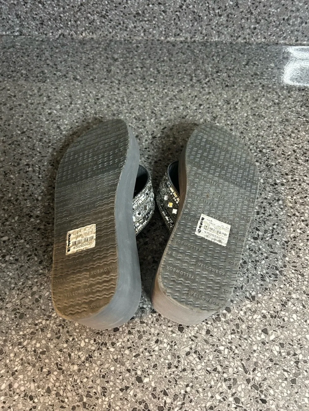 Yellow Box Gray Beaded Platform Sandals - Picture 4 of 5